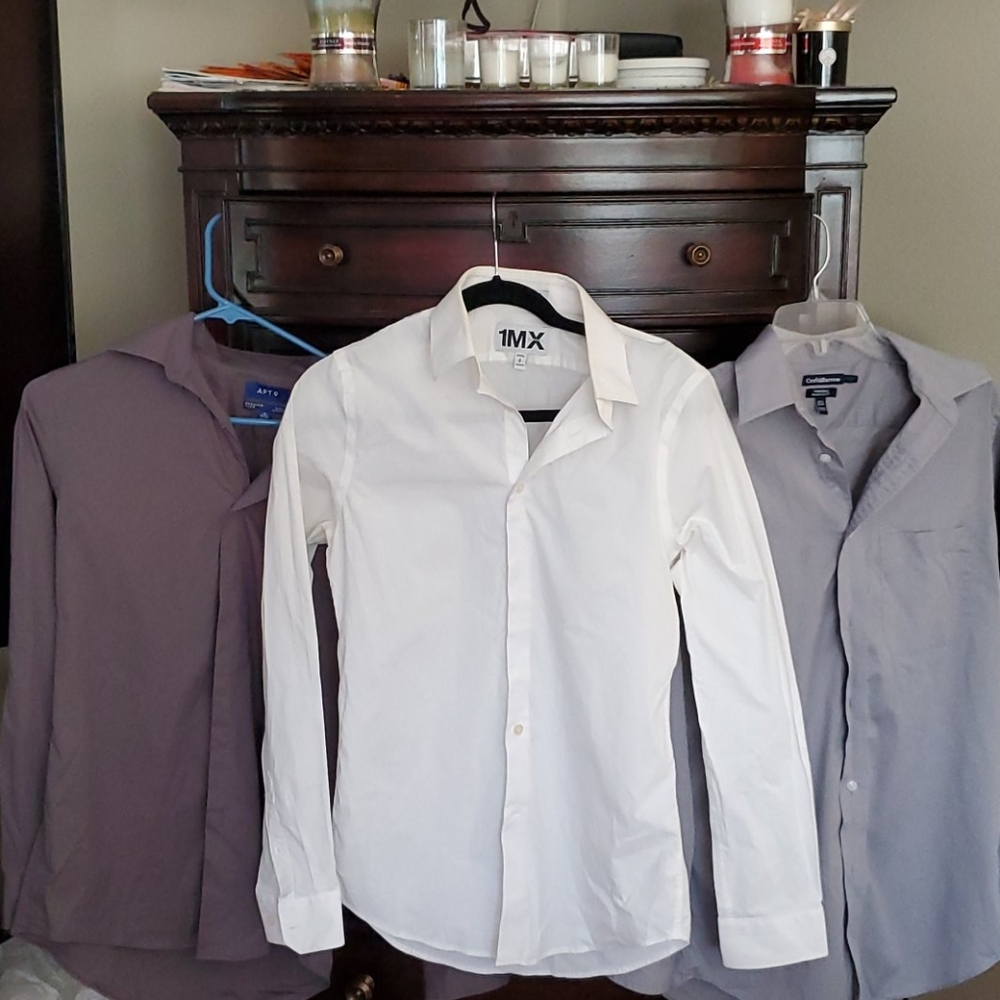 Men's Express, Apt. 9 White and Gray Dress Shirts